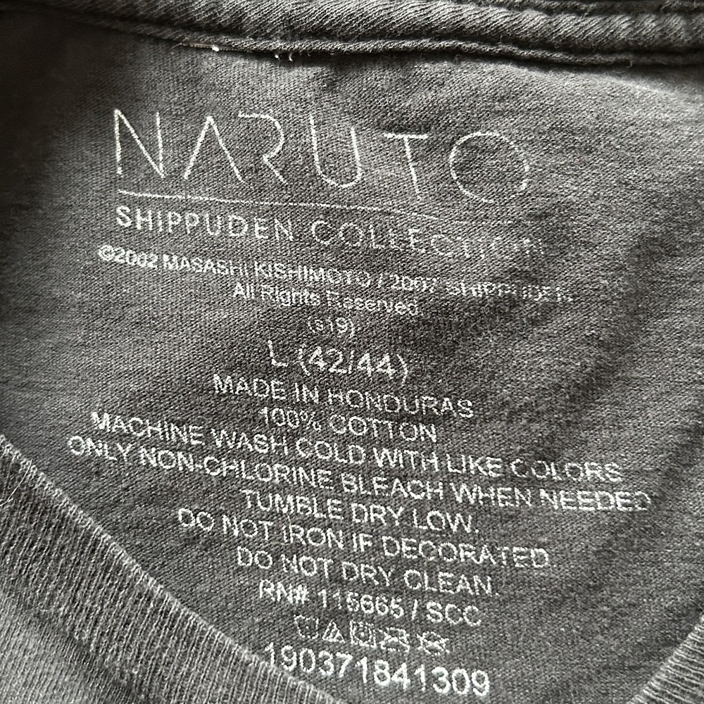 Kakashi Hatake Shirt Mens Large Black Naruto Shippuden‎ Collection Graphic Tee - Picture 2 of 8